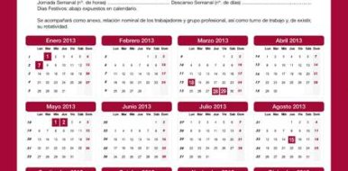 Calendario laboral 2013 para la Comunidad de Madrid - Hostelería Madrid