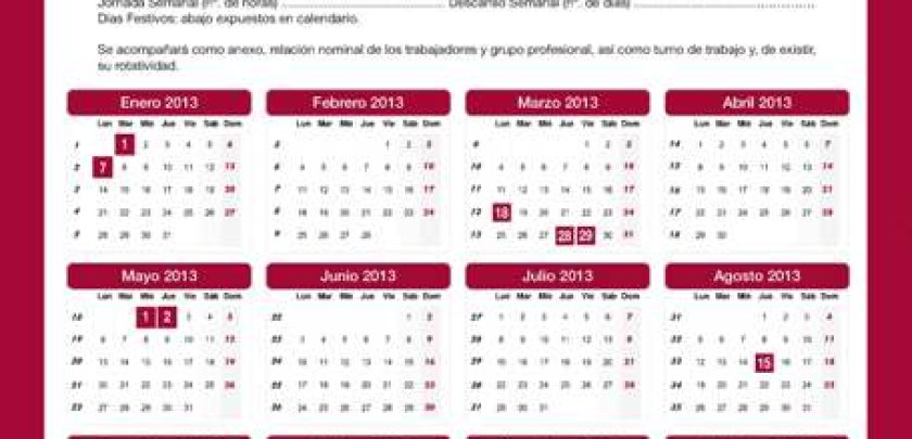 Calendario laboral 2013 para la Comunidad de Madrid - Hostelería Madrid