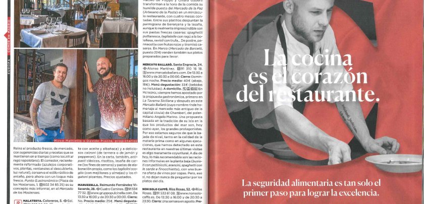 Cénit, el distintivo de excelencia en Seguridad Alimentaria de LA VIÑA, protagonista de la Guía Metrópoli - Hostelería Madrid