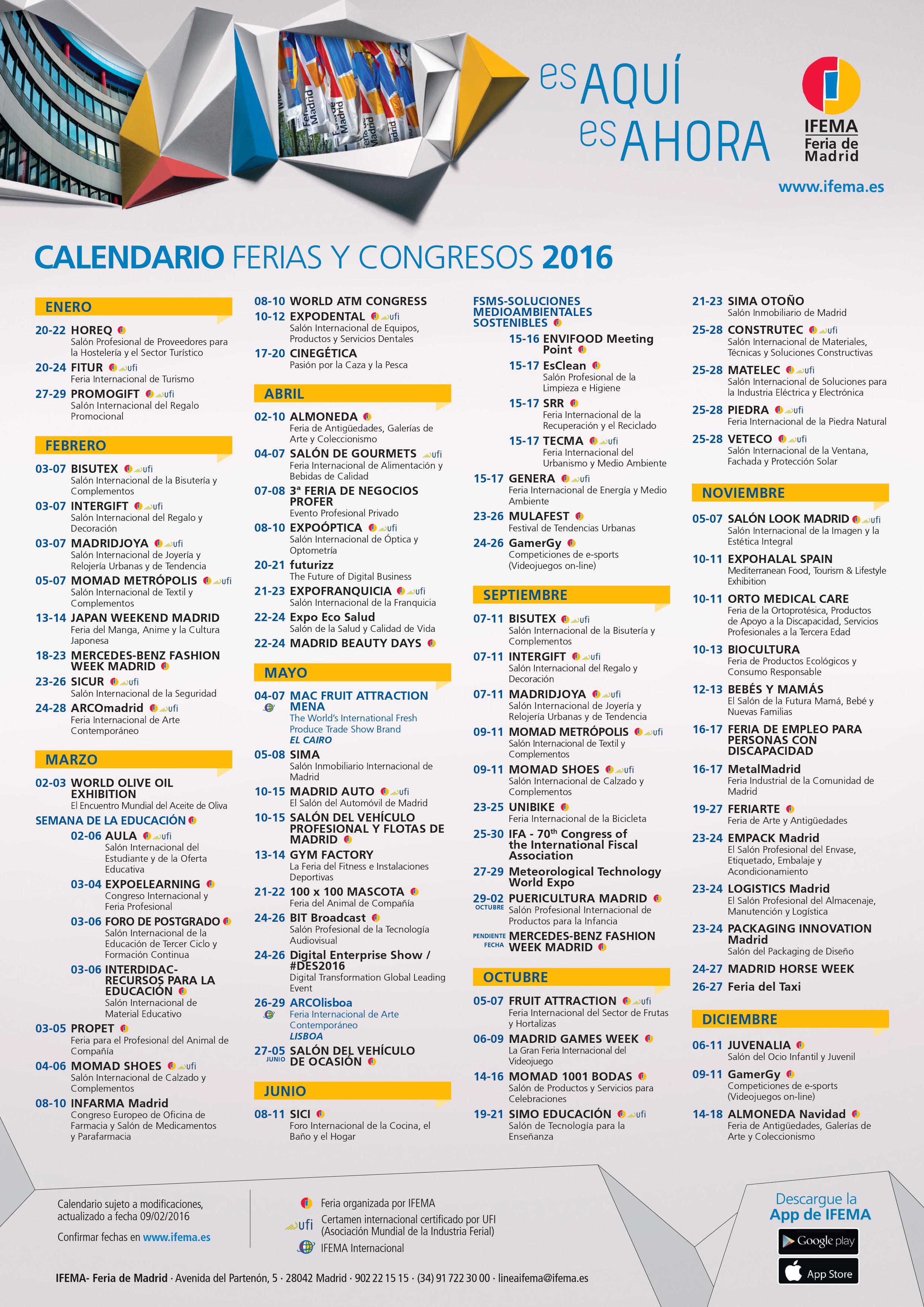 Calendario IFEMA 2016