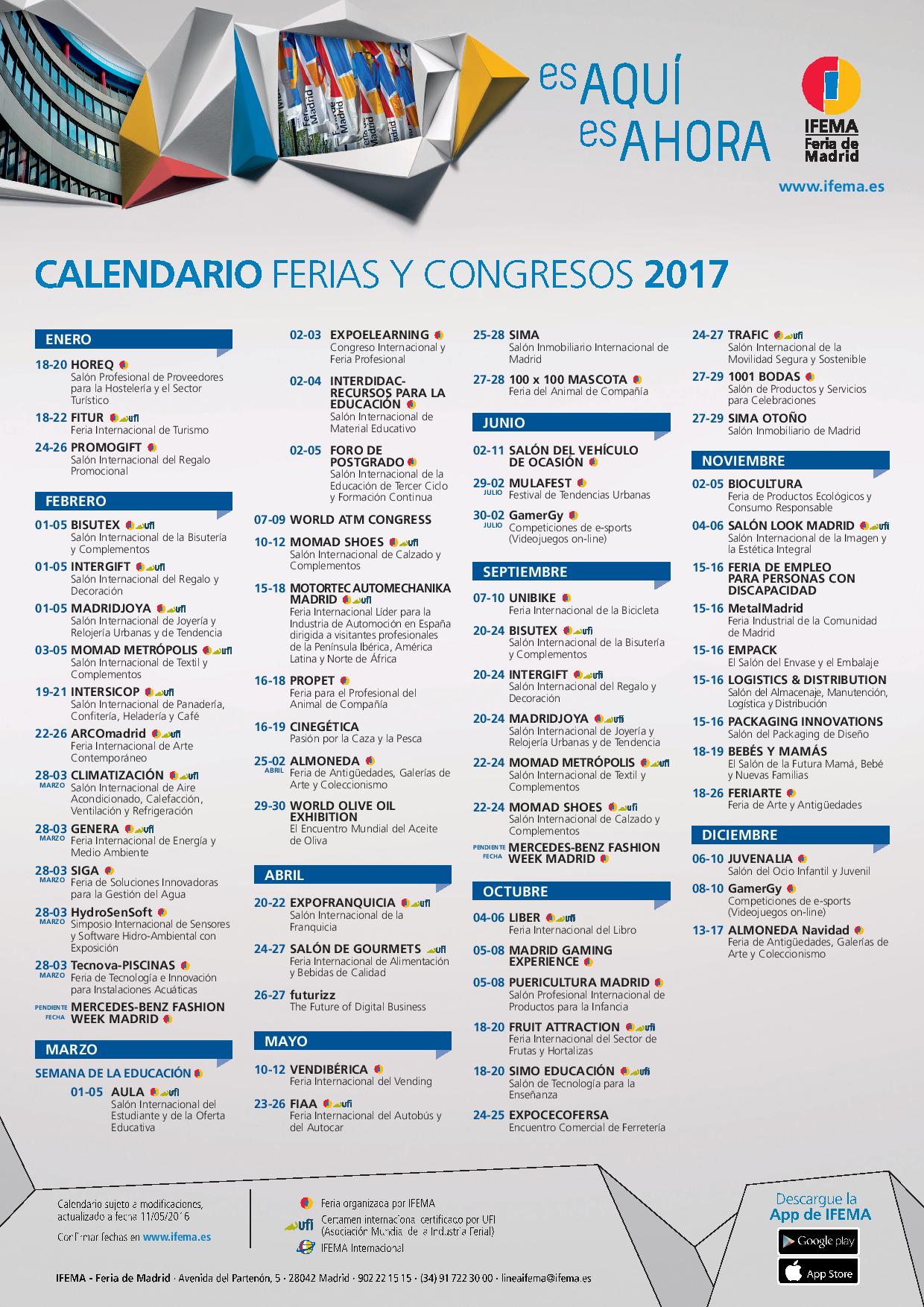 Calendario Ifema 2017