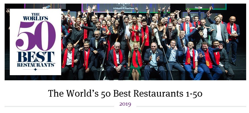 Publicada la lista de The World’s 50 Best Restaurants 2019 con tres españoles entre los 10 mejores del mundo - La Viña Publicada la lista de The World’s 50 Best Restaurants 2019 con tres españoles entre los 10 mejores del mundo - La Viña