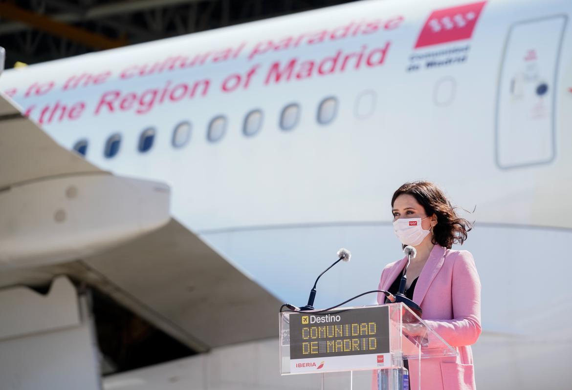 Presentado el Airbus vinilado con la imagen de la Comunidad de Madrid para promocionar la región como destino turístico por el mundo - La Viña
