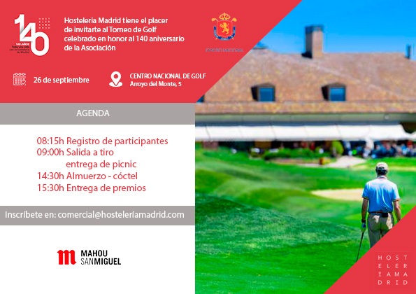 Hostelería Madrid organiza su primer torneo de golf en honor a su 140 aniversario con la colaboración de Mahou – San Miguel - La Viña