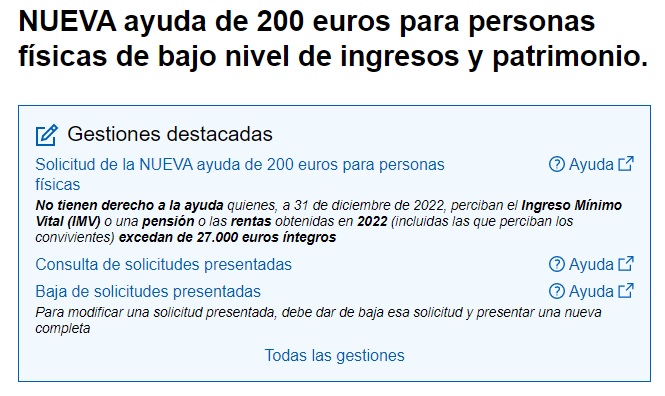 Disponible la nueva ayuda de 200 euros para personas con bajos ingresos y patrimonio - La Viña