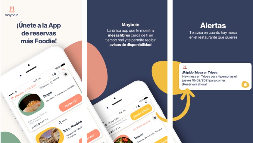 App Maybein mesas libres hostelería no show